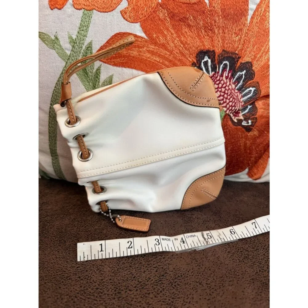 VINTAGE COACH POUCH 2004 #8669 Drawstring Closure Leather & Nylon w/Hangtag VGUC